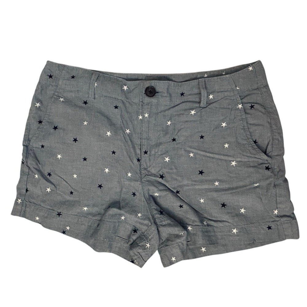 LOFT Women's Shorts Size 10 Blue White Stars Print Casual Summer Mid Rise - Picture 3 of 6
